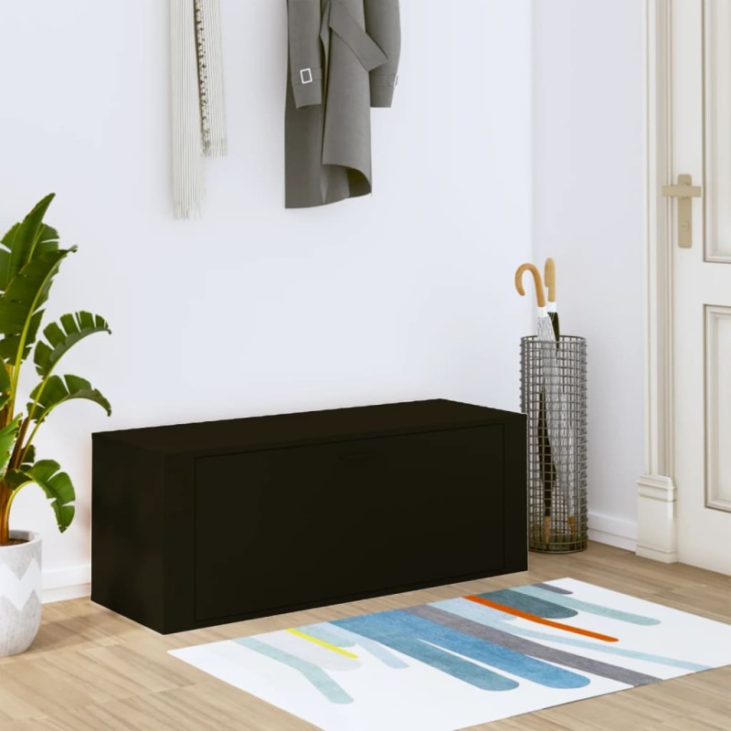 vidaXL Mueble zapatero pared madera contrachapada negro 100x35x38 cm