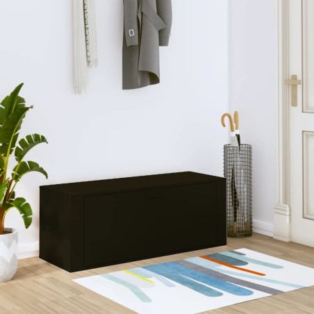 vidaXL Mueble zapatero pared madera contrachapada negro 100x35x38 cm