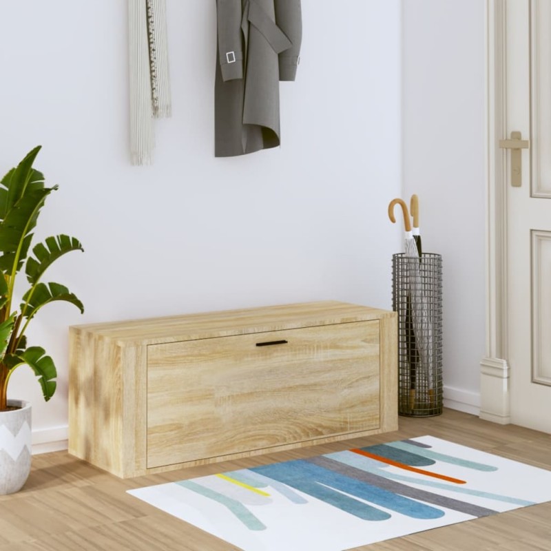 vidaXL Mueble zapatero pared contrachapada roble Sonoma 100x35x38 cm vidaXL Mueble zapatero pared contrachapada roble Sonoma 100x35x38 cm