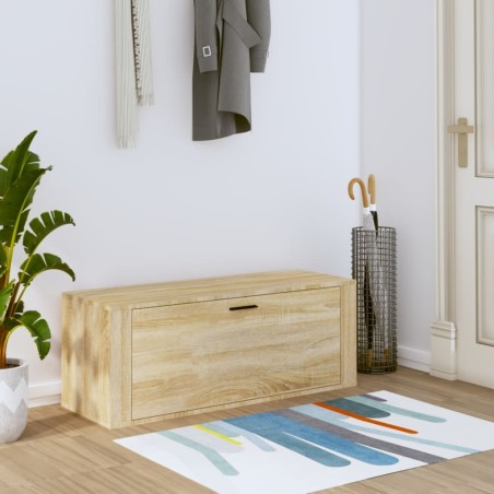 vidaXL Mueble zapatero pared contrachapada roble Sonoma 100x35x38 cm