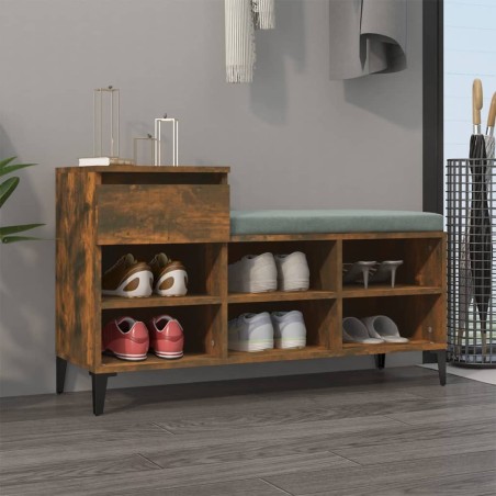 vidaXL Mueble zapatero madera contrachapada roble ahumado 102x36x60 cm