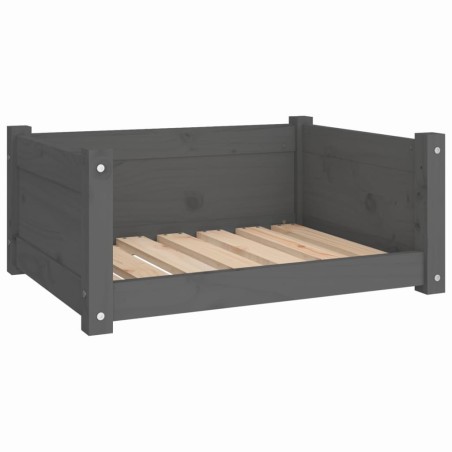 vidaXL Cama para perros madera maciza de pino gris 65,5x50,5x28 cm