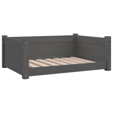 vidaXL Cama para perros madera maciza de pino gris 75,5x55,5x28 cm