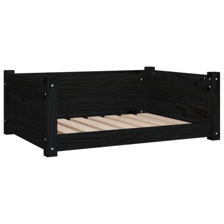 vidaXL Cama para perros madera maciza de pino negro 75,5x55,5x28 cm