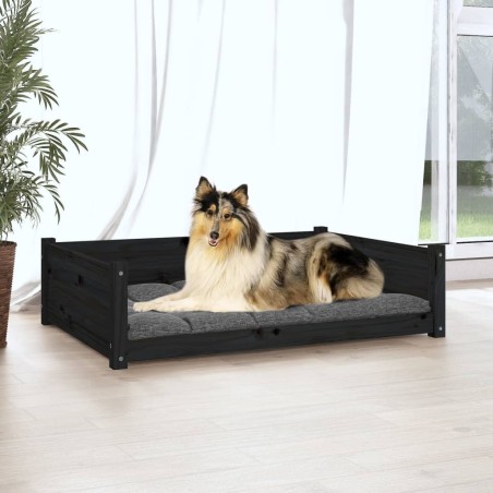 vidaXL Cama para perros madera maciza de pino negro 95,5x65,5x28 cm
