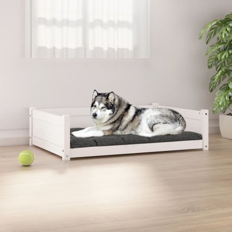 vidaXL Cama para perros madera maciza de pino blanco 105,5x75,5x28 cm