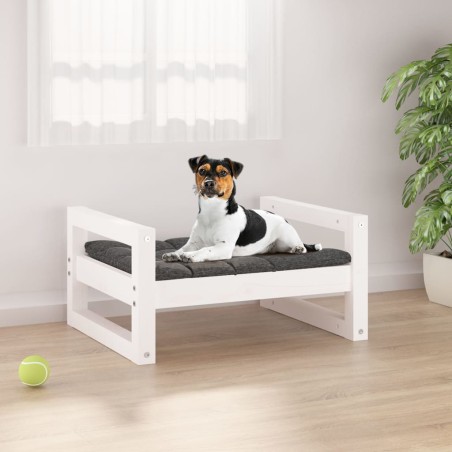 vidaXL Cama para perros madera maciza de pino blanco 55,5x45,5x28 cm