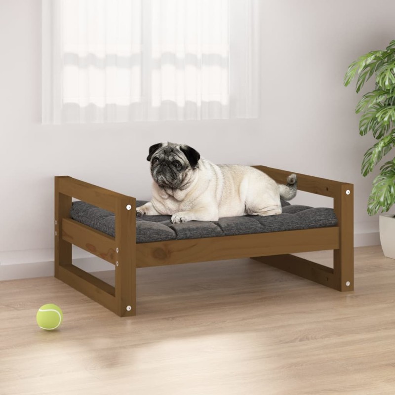 vidaXL Cama para perros madera maciza pino marrón miel 65,5x50,5x28 cm vidaXL Cama para perros madera maciza pino marrón miel 65,5x50,5x28 cm