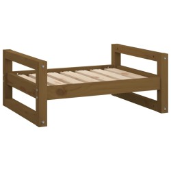 vidaXL Cama para perros madera maciza pino marrón miel 65,5x50,5x28 cm