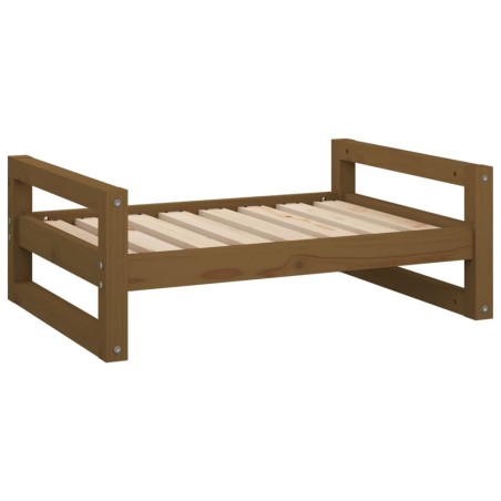vidaXL Cama para perros madera maciza pino marrón miel 75,5x55,5x28 cm