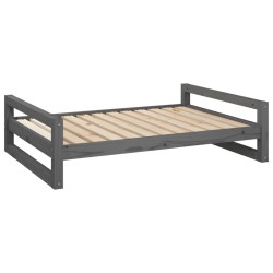 vidaXL Cama para perros madera maciza de pino gris 105,5x75,5x28 cm