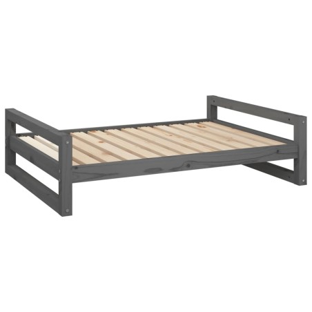 vidaXL Cama para perros madera maciza de pino gris 105,5x75,5x28 cm