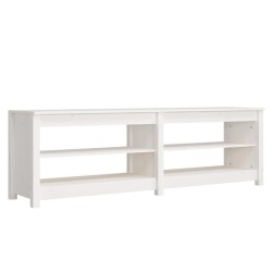 vidaXL Banco zapatero de madera maciza de pino blanco 160x36,5x50 cm