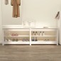 vidaXL Banco zapatero de madera maciza de pino blanco 160x36,5x50 cm