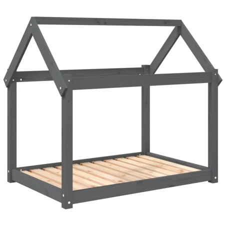 vidaXL Cama para perros madera maciza de pino gris 101x70x90 cm