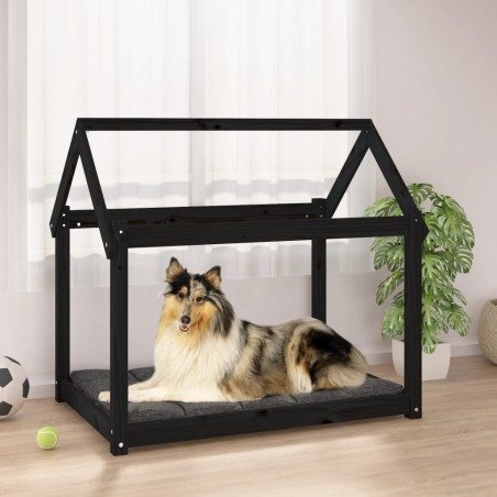 vidaXL Cama para perros madera maciza de pino negro 101x70x90 cm
