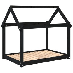 vidaXL Cama para perros madera maciza de pino negro 101x70x90 cm