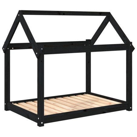 vidaXL Cama para perros madera maciza de pino negro 101x70x90 cm