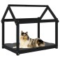 vidaXL Cama para perros madera maciza de pino negro 101x70x90 cm