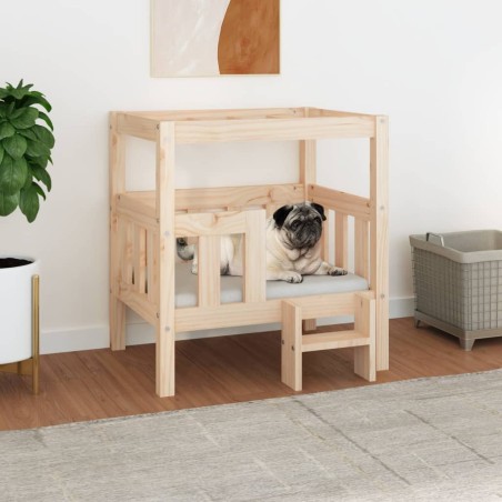  vidaXL Cama para perros madera maciza de pino 65,5x43x70 cm