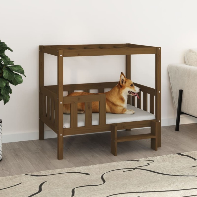 vidaXL Cama para perros madera maciza pino marrón miel 95,5x73,5x90 cm vidaXL Cama para perros madera maciza pino marrón miel 95,5x73,5x90 cm