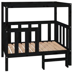  vidaXL Cama para perros madera maciza de pino negro 105,5x83,5x100 cm