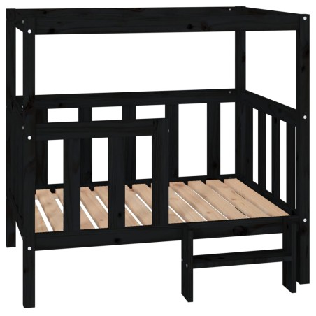  vidaXL Cama para perros madera maciza de pino negro 105,5x83,5x100 cm