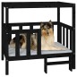  vidaXL Cama para perros madera maciza de pino negro 105,5x83,5x100 cm