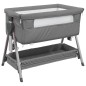 vidaXL Cuna con colchón tela de lino gris oscuro vidaXL Cuna con colchón tela de lino gris oscuro