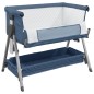 vidaXL Cuna con colchón tela de lino azul marino vidaXL Cuna con colchón tela de lino azul marino