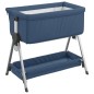 vidaXL Cuna con colchón tela de lino azul marino vidaXL Cuna con colchón tela de lino azul marino