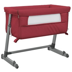 vidaXL Cuna con colchón tela de lino rojo