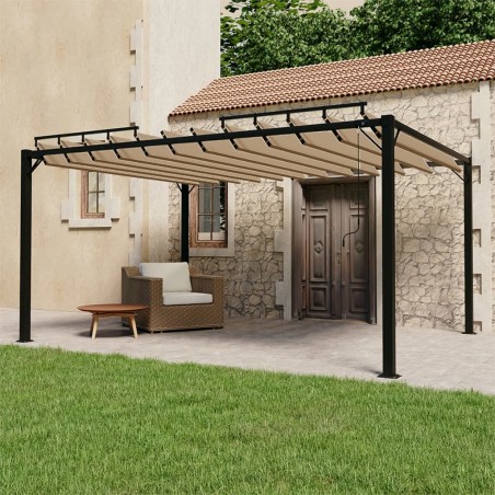 vidaXL Cenador con techo persiana 3x4 m tela y aluminio taupé