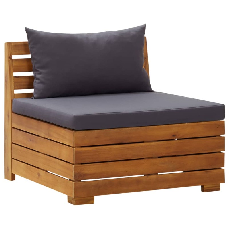 vidaXL Sofá seccional central 1 pza con cojines madera maciza acacia vidaXL Sofá seccional central 1 pza con cojines madera maciza acacia