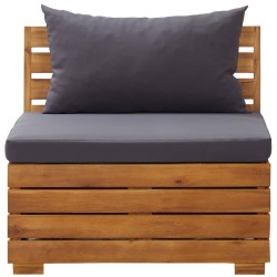 vidaXL Sofá seccional central 1 pza con cojines madera maciza acacia