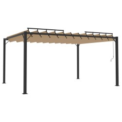 vidaXL Cenador con techo persiana 3x4 m tela y aluminio taupé