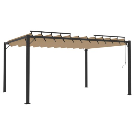 vidaXL Cenador con techo persiana 3x4 m tela y aluminio taupé