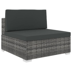 vidaXL Asiento seccional central con cojines 1ud ratán sintético gris