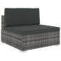 vidaXL Asiento seccional central con cojines 1ud ratán sintético gris