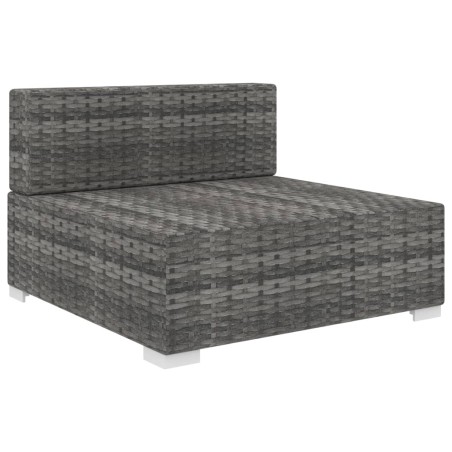 vidaXL Asiento seccional central con cojines 1ud ratán sintético gris