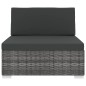 vidaXL Asiento seccional central con cojines 1ud ratán sintético gris