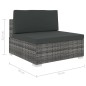 vidaXL Asiento seccional central con cojines 1ud ratán sintético gris
