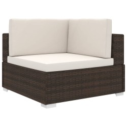 vidaXL Asiento seccional de esquina con cojines 1 uds ratán PE marrón