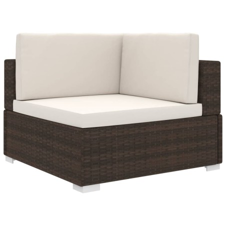 vidaXL Asiento seccional de esquina con cojines 1 uds ratán PE marrón