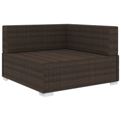 vidaXL Asiento seccional de esquina con cojines 1 uds ratán PE marrón