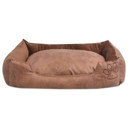 vidaXL Cama para perro con cojín PU cuero artificial talla S beige