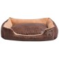 vidaXL Cama para perro con cojín PU cuero artificial talla M marrón vidaXL Cama para perro con cojín PU cuero artificial talla M marrón