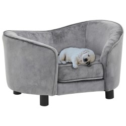 vidaXL Sofá para perros felpa gris 69x49x40 cm