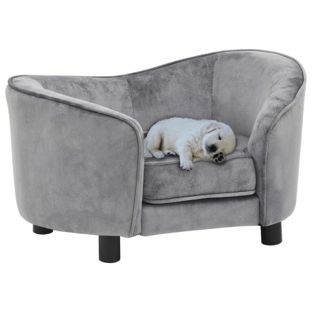 vidaXL Sofá para perros felpa gris 69x49x40 cm