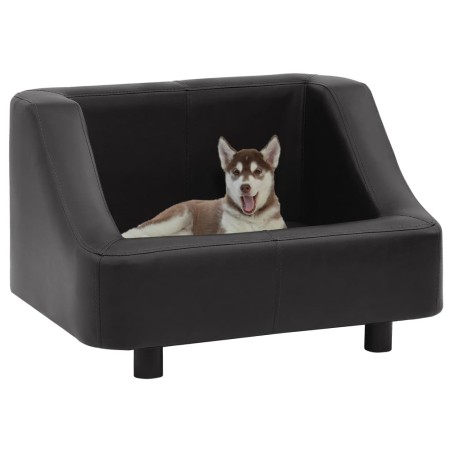 vidaXL Sofá para perros cuero sintético negro 67x52x40 cm
